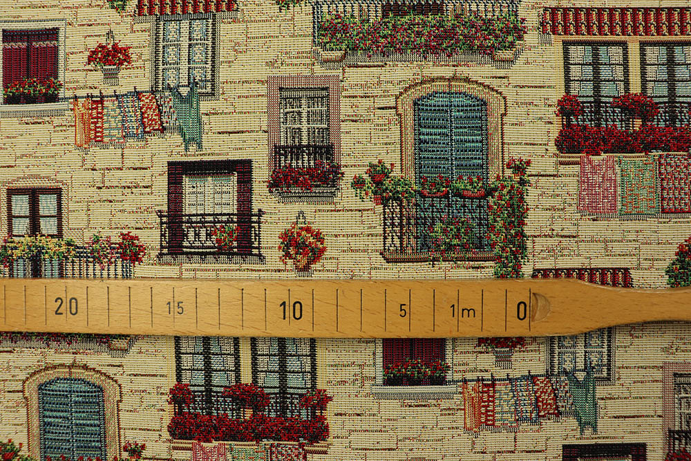 Gobelin-Stoff- Fröhliche Fenster