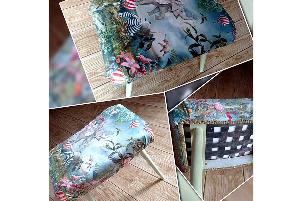 Samt-Dekostoff - Digitaldruck - Elefanty