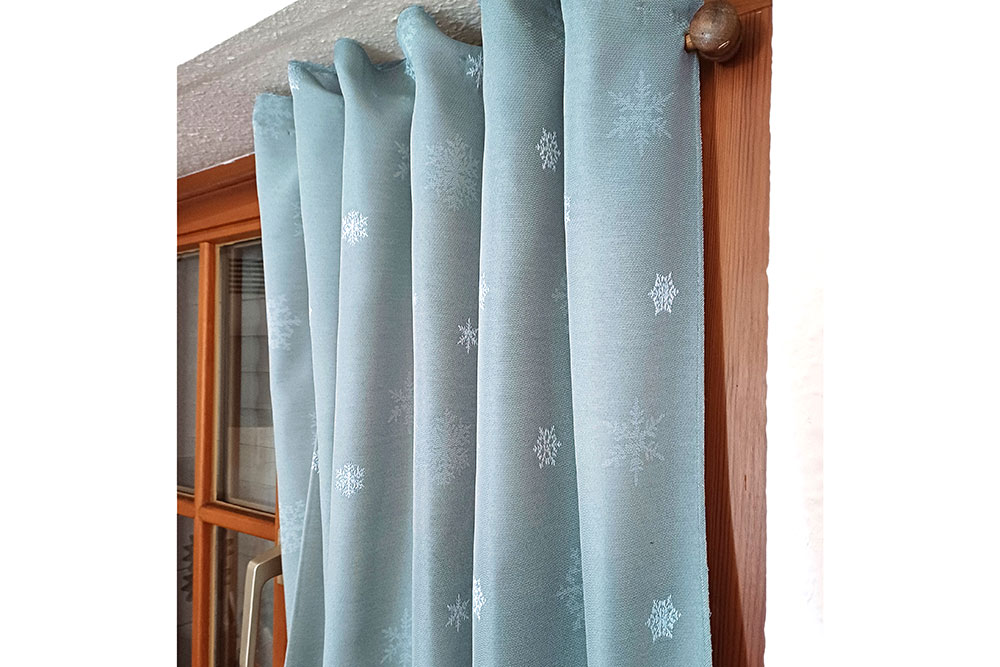 Dekostoff Jacquard - zweiseitig - Schneekristall - Hellblau/Eisblau