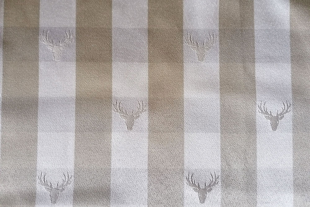 Dekostoff Jacquard beidseitig - Hirsch-Karo - Beige