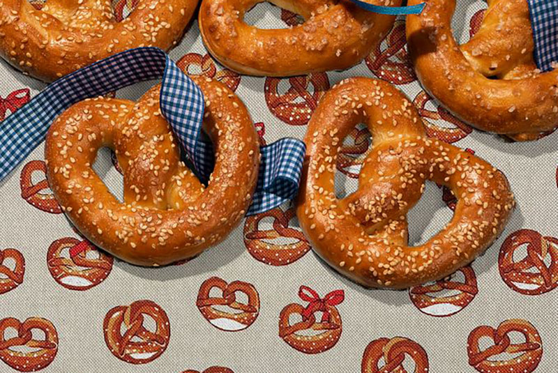 Dekostoff Leinenoptik - Brezeln