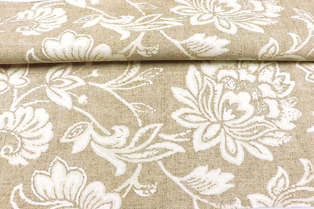 Outdoor-Dekostoff - Tropische Blumen - Beige