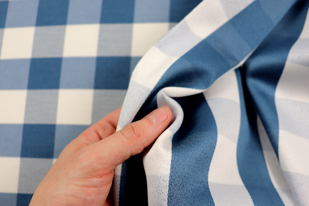 Dekostoff Jacquard beidseitig - Karo - Blau