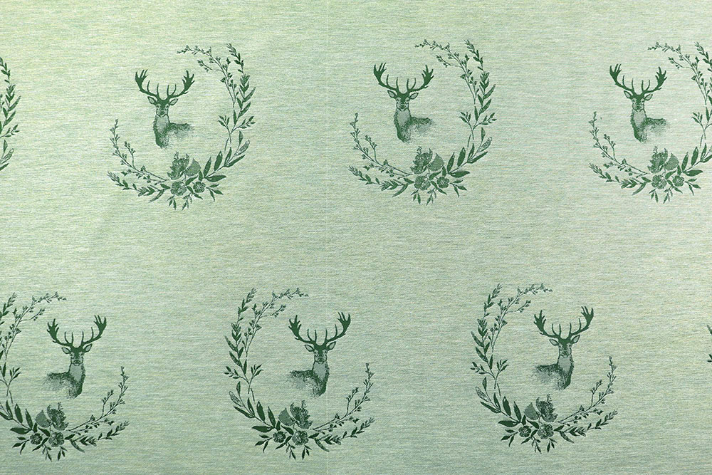 Dekostoff Jacquard beidseitig - Hirsch-Siegel - Grün