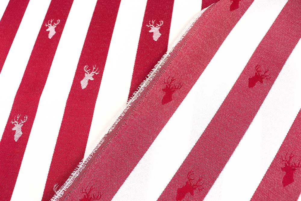 Dekostoff Jacquard - Hirsch-Streifen - Rot