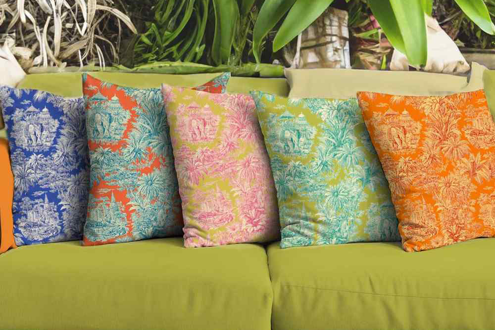 Baumwollstoff - Toile de Jouy - Mayani Orange