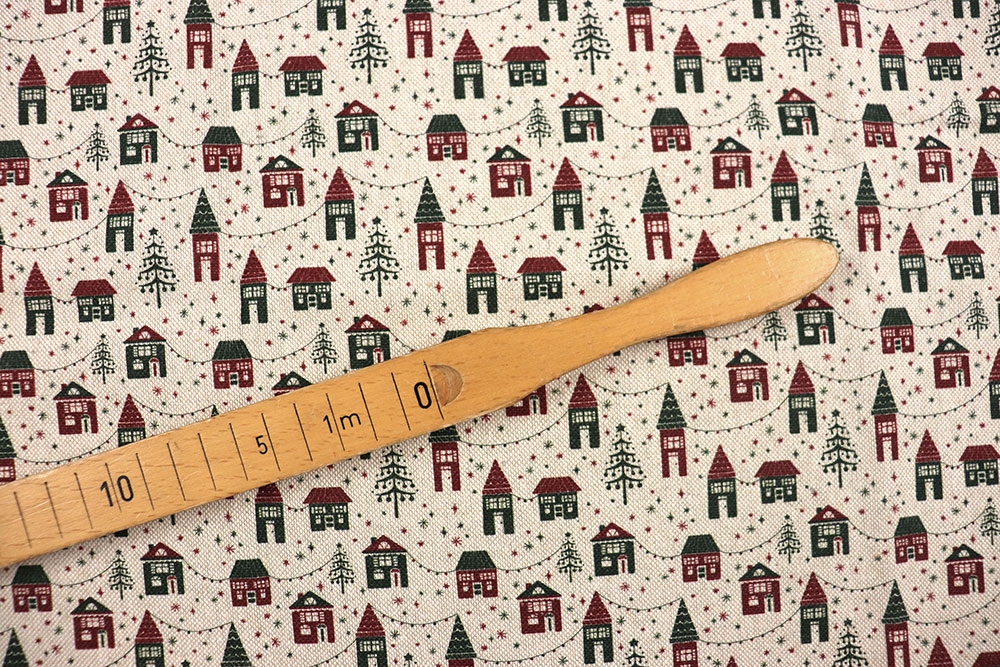 Dekostoff Leinenoptik - Winterdorf