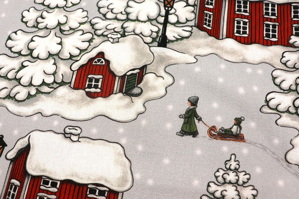 Dekostoff Premium Scandinavia - Verschneites Dorf