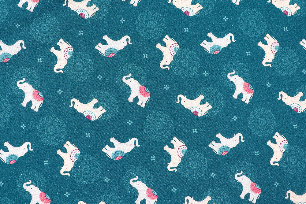 Baumwollstoff - Elefanten und Mandalas