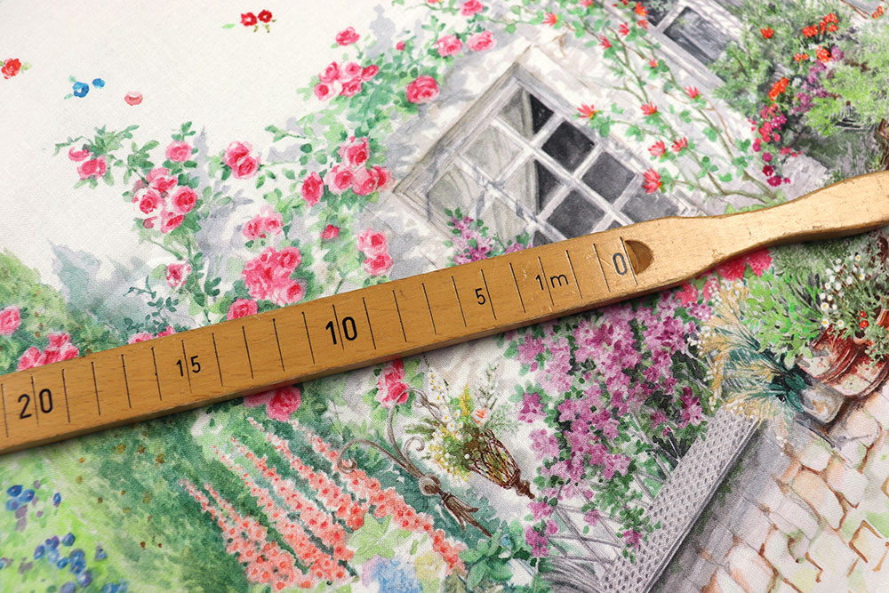 Baumwoll-Dekostoff Digital - Mittags im Garten