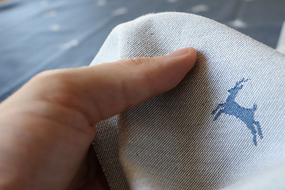 Dekostoff Jacquard beidseitig - Landhaus-Hirsche - Blau