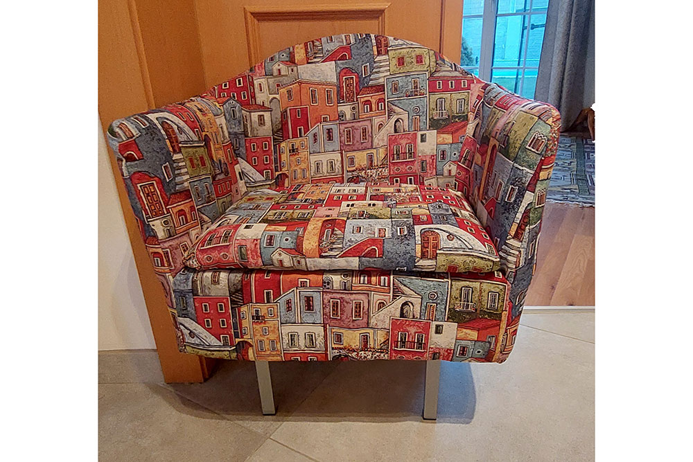 Gobelin-Stoff- Bunte Häuser