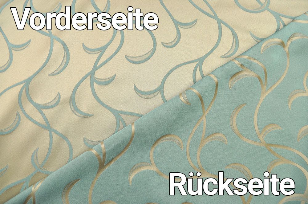 Dekostoff Jacquard - Edel-Ranken - Petrol/Gold