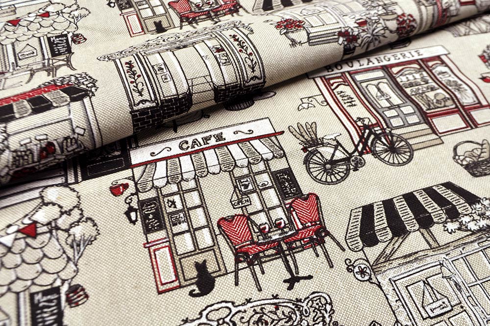 Dekostoff Leinenoptik - Cafe Francais