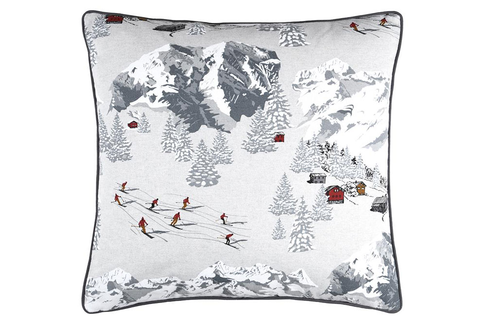 Dekostoff Leinenoptik - Skifahrer