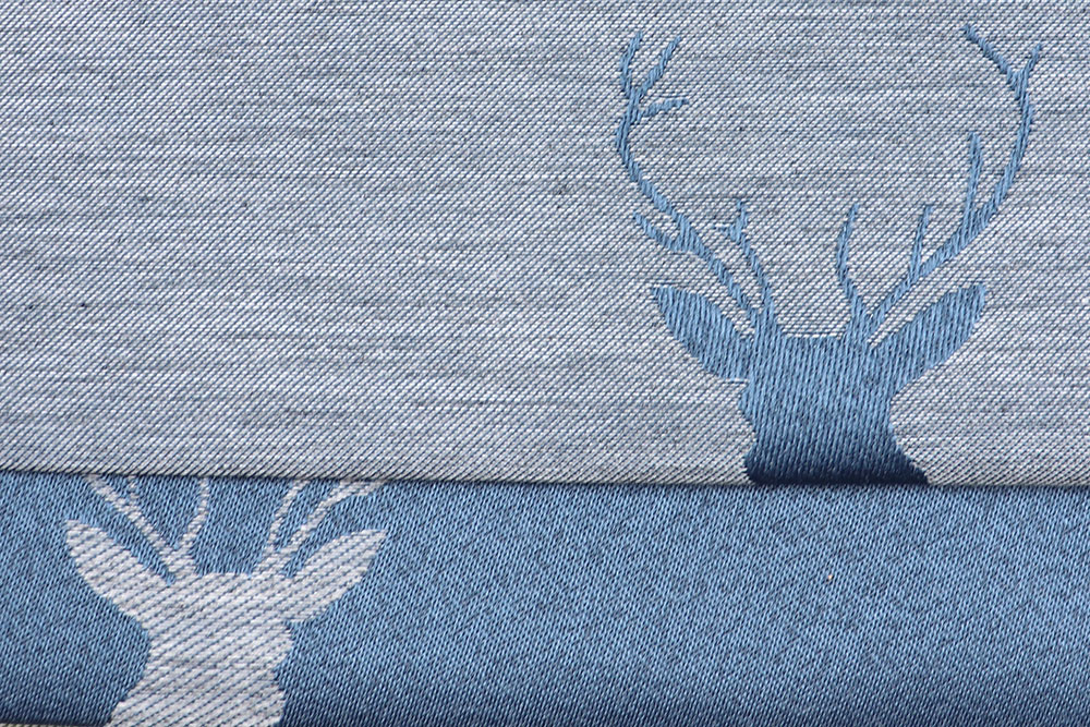 Dekostoff Jacquard beidseitig - Hirschgeweih - Blau