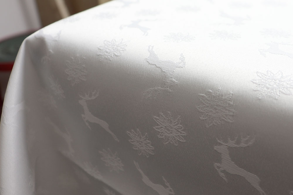 Landhaus-Damast - Hirsch und Edelweiß