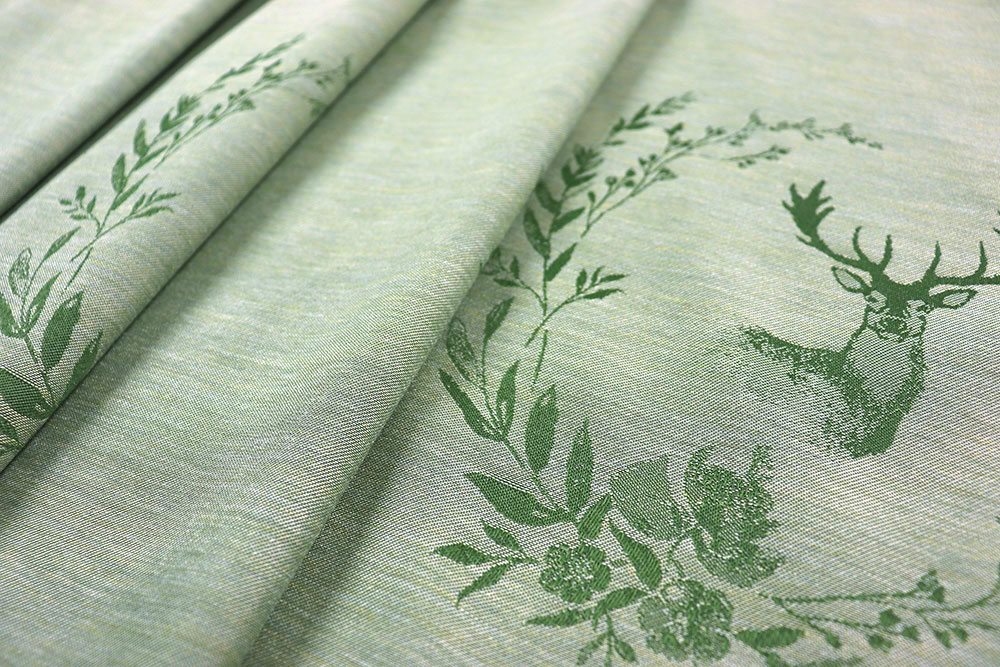 Dekostoff Jacquard beidseitig - Hirsch-Siegel - Grün