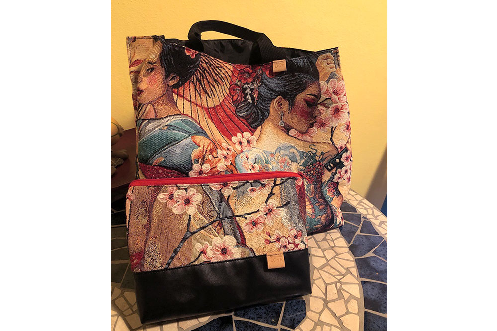 Gobelinstoff – Geishas & Kirschblüten