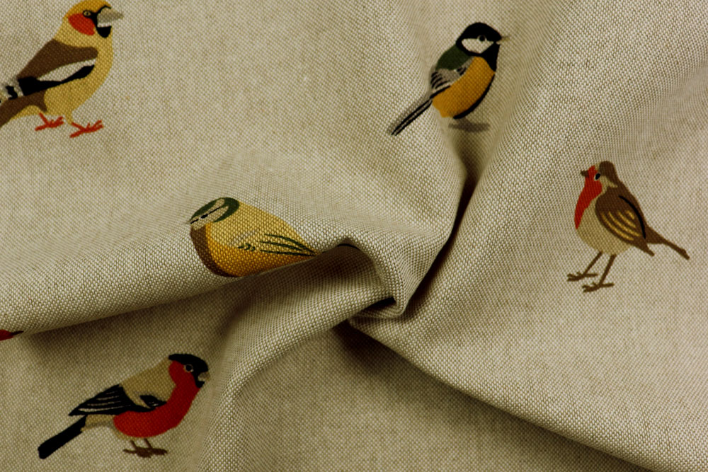 Dekostoff Leinen-Look - Gartenvögel