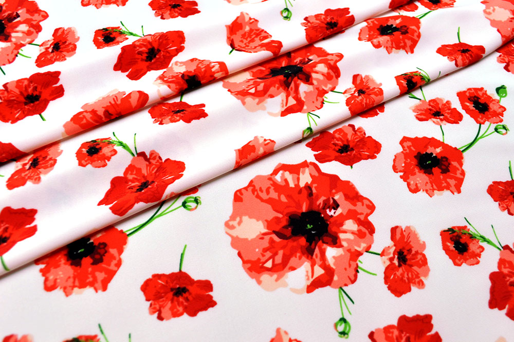 Badeanzugstoff - Mohnblumen