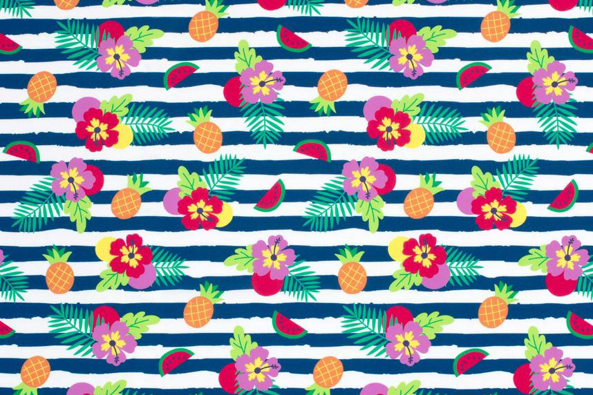 Badeanzugstoff Recycling - Tropische Streifen