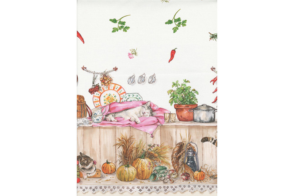 Baumwoll-Dekostoff Digital - Katzenleben