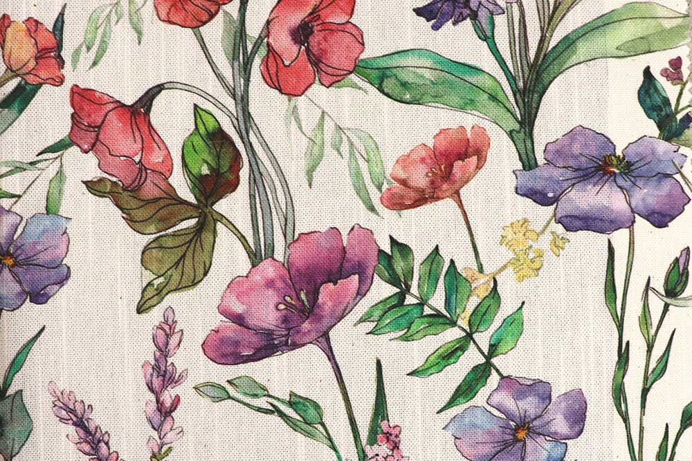 Recycling-Dekostoff - Aquarell Flora - 280 cm