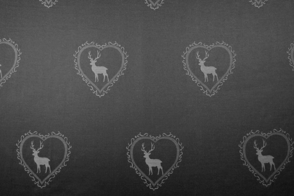 Dekostoff Herziger Hirsch - Trevira CS - Anthrazit/Grau