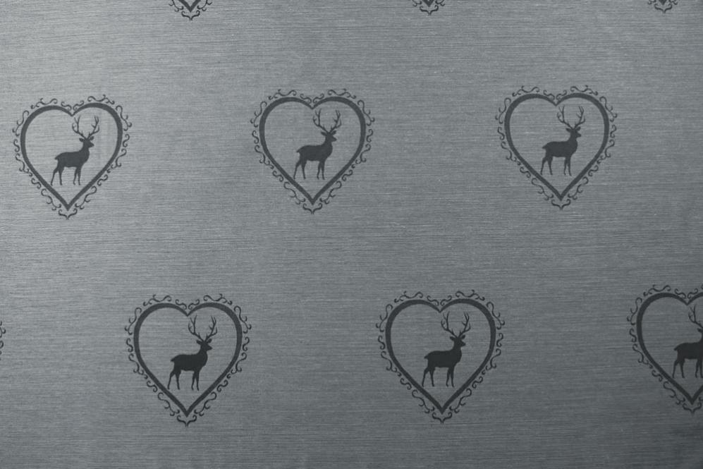 Dekostoff Herziger Hirsch - Trevira CS - Grau/Anthrazit