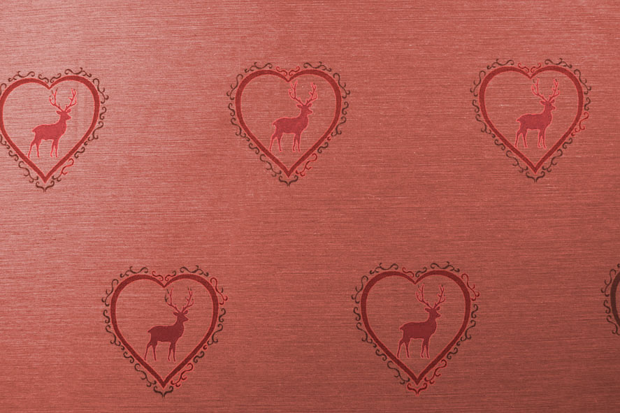 Dekostoff Herziger Hirsch - Trevira CS - Terra/Rot