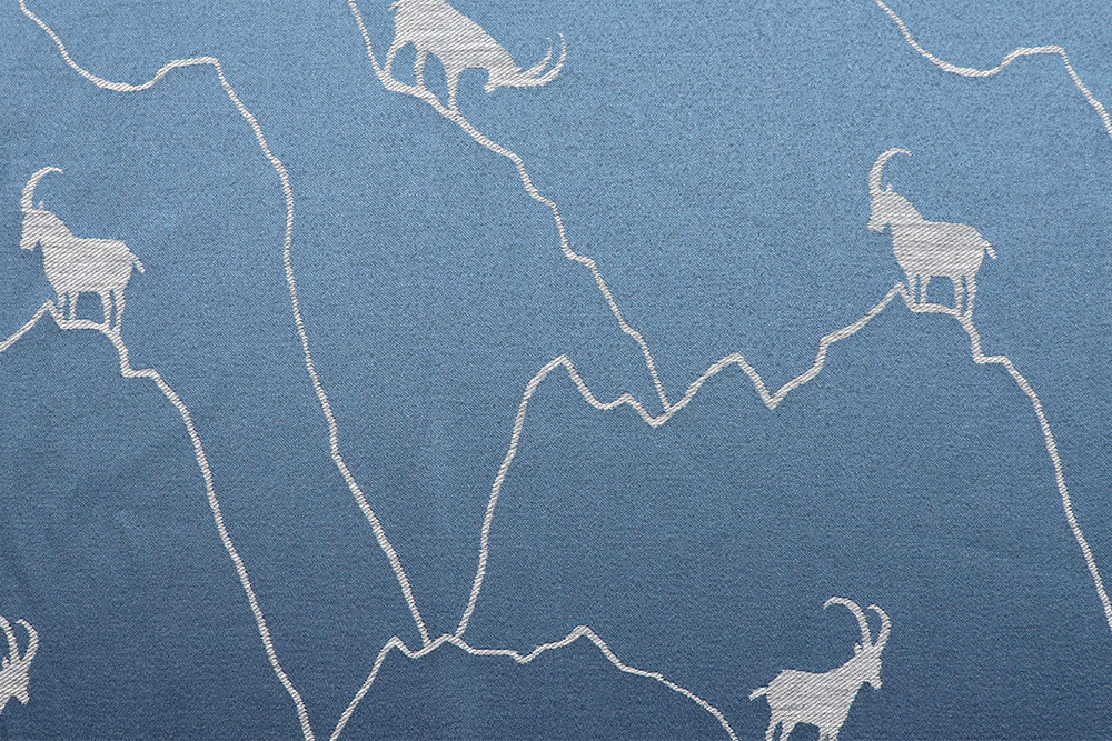Dekostoff Jacquard - zweiseitig - Alpen-Steinbock - Blau