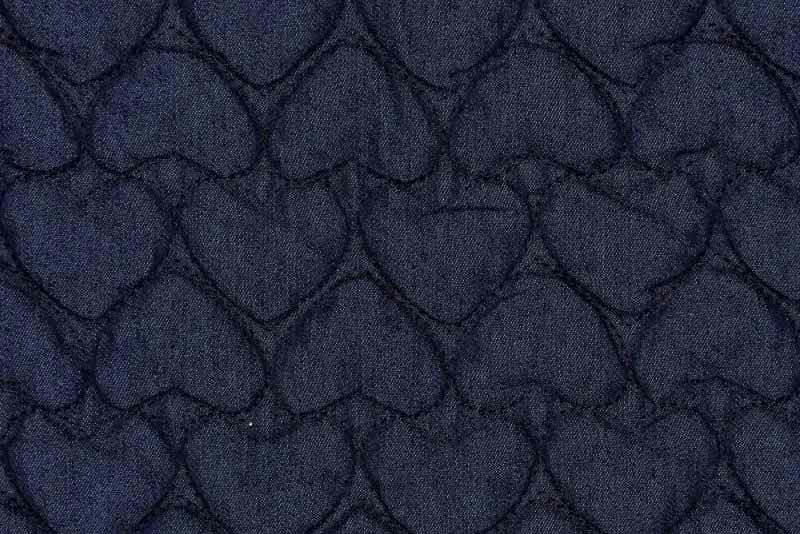 Jeansstoff gesteppt - Denim Hearts