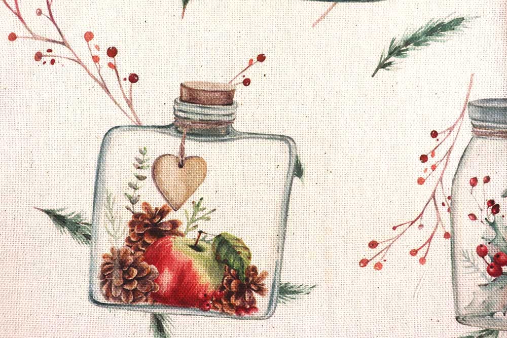 Recycling-Dekostoff - Winter im Glas