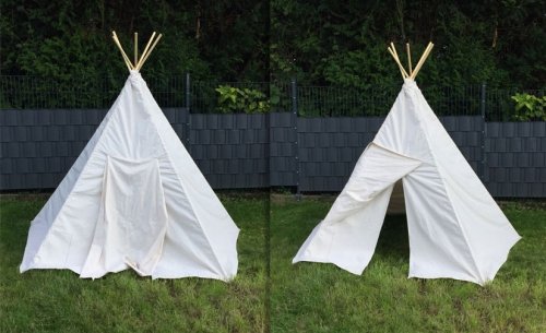 Indianer-Zelt aus Tipi-Zeltstoff im Garten 